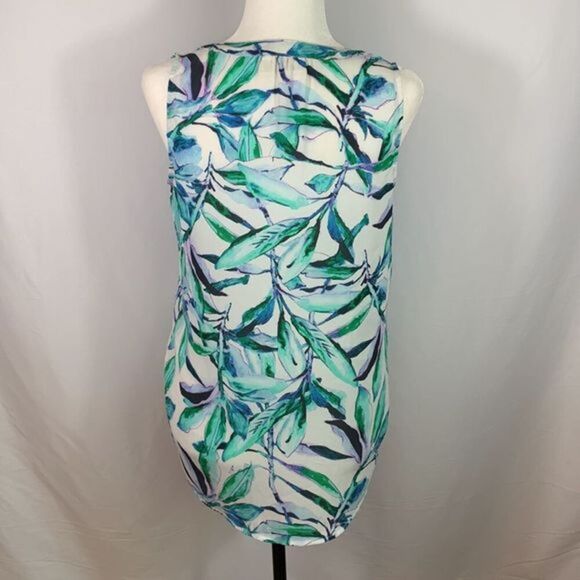 St. Tropez West Nature Plant Sleeveless Blouse Tank - Picture 4 of 8